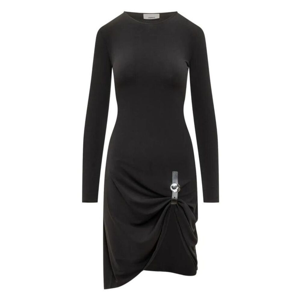 COPERNI Long Sleeve Ruched Midi Dress with Buckle Detail Women BLACK Dresses
